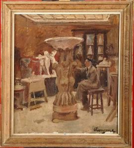 Eugene Canneel Dans Son Atelier by Alexandre Denonne