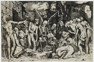 Allegory Of Death And Fame: The Skeletons by Marco Dente Da Ravenna