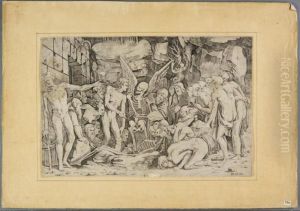 The Skeletons (bartsch 425; Davis 22) by Marco Dente Da Ravenna