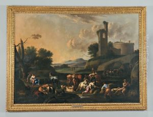 Campagna Con Contadini E Armenti by Simon Deos Vander