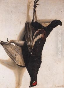 A Tromp-l'oeil Of A Blackcock Hanging From A Nail