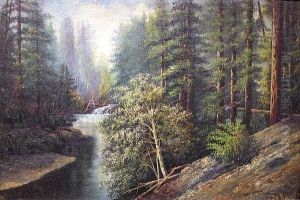 A Forest Interior With A River Running Through It by Thomas Derayne