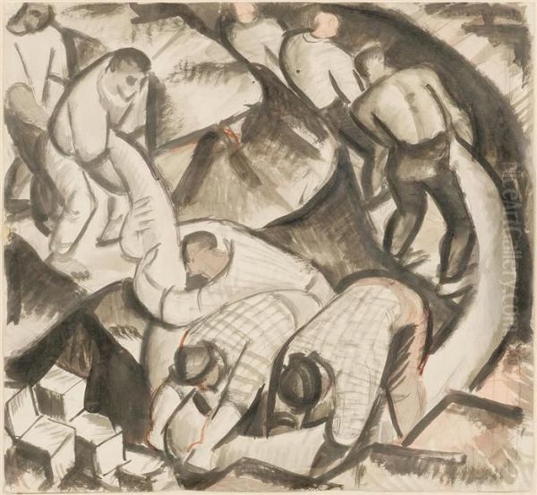 Workers Pulling A Cable - view 1