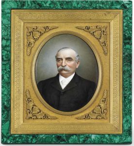 A Gentleman, In Black Coat, White Shirt, Tie, Greying Hair And Moustache