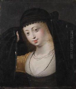 Jeune Femme Portant Une Coiffe Avec Un Voile by Claude Deruet