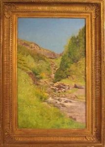 Ruisseau De La Grande Cascade Du Mont-dore, Soleil Du Matin by Jean Desbrosses