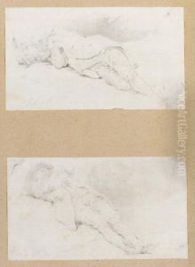 Eight Sheets With Studies Of Resting Soldiers by Guillaume Desire J. Descamps