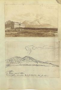 Vesuvius Seen From The Bay Of Naples by Guillaume Desire J. Descamps