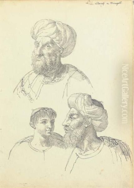 Studies Of The Heads Of Two Albanians Wearing Turbans And Of Aboy - view 1