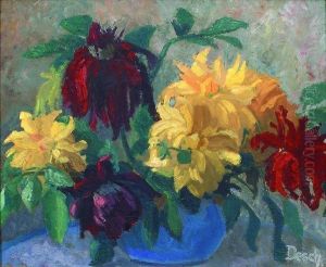 Vase De Fleurs. by Auguste Theodore Desch