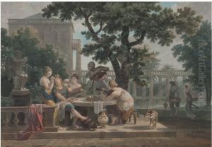 Scene De Banquet by Charles-Melchior Descourtis