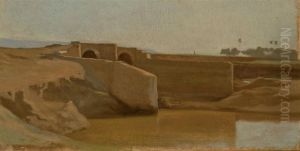 Pont Dans Un Paysage by Alexandre Desgoffe