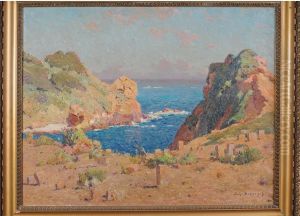 < Paysage En Bord De Mediterranee >. by Eugene Deshayes