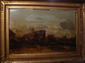 Paysage A La Ferme by Eugene Deshayes