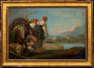 La Halte Des Bergers Au Bord De L'eau by Jean-baptiste Deshays