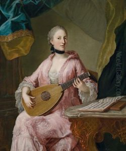 Ritratto Di Un""elegante Suonatrice Di Liuto by Georg Desmares