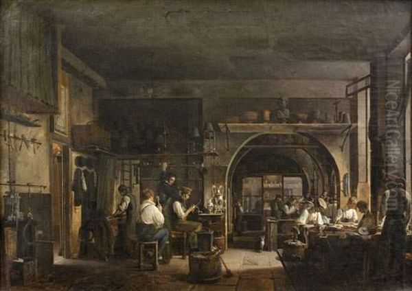 Vue Interieure Des Ateliers D'orfevrerie De Monsieur Odiot. - view 1