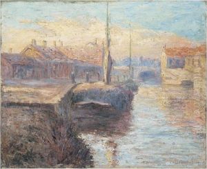 Barge Sur Un Canal by Fernand Desmoulins