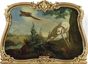An Extensive Landscape With A Hound Flushing Pheasants by Alexandre-Francois Desportes