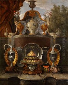 Stilleben Mit Prunkgeschirr Undfruchten by Claude Francois Desportes
