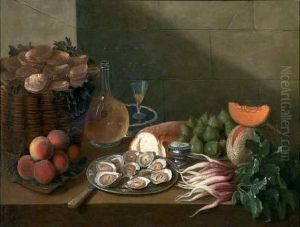 Nature Morte Aux Huitres, Melon, Fruits Et Miche De Pain