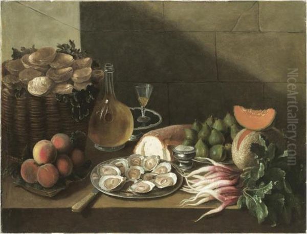Nature Morte Au Plat D'huitres Et A La Miche De Pain - view 1