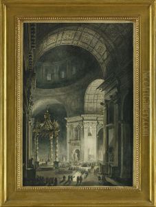 Illumination De La Croix De Saint-pierre A Rome by Louis Jean Desprez