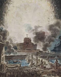 La Girandola Au Castel Sant'angelo A Rome by Louis Jean Desprez
