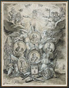 Allegorie De La Famille Royale De Droit Divin by Claude Louis Desrais