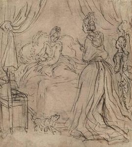 A Lady Receiving Visitors In Bed A Lady Receiving Visitors In Bed