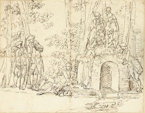 Elegant Figures In A Park - view 1