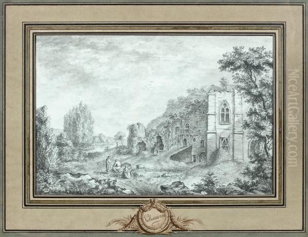 Paysan Dans Des Ruines Gothiques - view 1