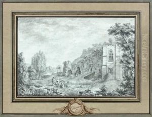 Paysan Dans Des Ruines Gothiques by Paul Emile Destouches