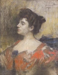 Portrait De Madame G Pastel by Georges Desvallieres