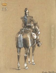 Un Hussard A Cheval De Dos by Charles Jean-Bapt. Detaille