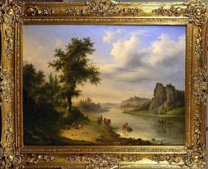 [paysage Anime Avec Riviere] by Eugene Napoleon Deterre