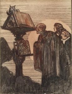 Des Ecclesiastiques Devant Un Lutrin by Maxime Dethomas