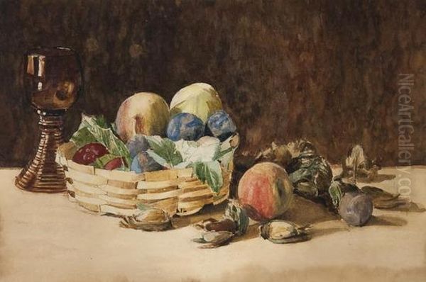 Still Life Of A Goblet, And Fruit And Cobnuts In A Basket - view 1