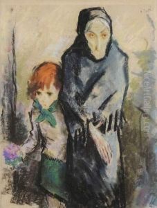 Grand-mere Et Son Enfant by Constant Detre