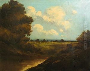 Landscape With A Pond In The Foreground by Richard Detreville