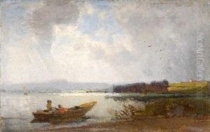 Ufer Am Chiemsee Mit Fischerboot by Heinrich Deuchert
