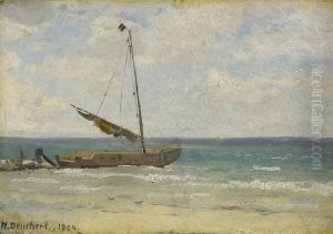 Segelboot Am Seeufer by Heinrich Deuchert