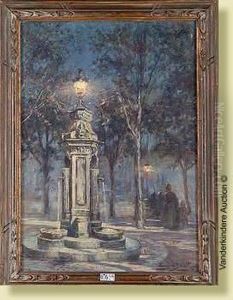 Place Animee Dans La Nuit by Eugene Auguste Francois Deully
