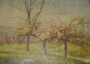 Les Pommiers En Fleurs by Eugene Auguste Francois Deully