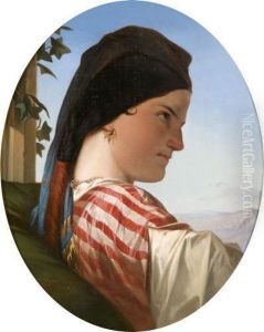 Jeune Napolitaine Pensive by Eugene Devaux