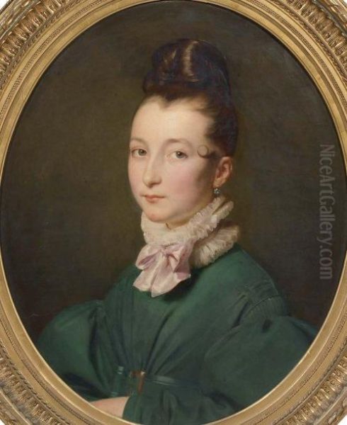 Portrait De Femme En Robe Verte - view 1
