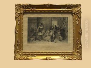 Interieur De Harem by Achille-Jacques-Jean-Marie Deveria