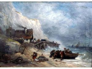 Sur La Cote Normande, Barques Et Cabanes De Pecheurs Sur La Cote Normande, Barques Et Cabanes De Pecheurs