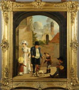 Spectacle De Rue (les Mendiants). by Felix Devigne