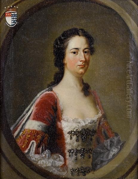 Portrait Of John Percival, 2nd Earl Egmont,bust-length, In Peer's Robes; And Portrait Of Catherine, Ladyegmont, Bust-length, Each Within Painted Stone Ovals And Chargedwith The Sitters' Coats-of-arms - view 1